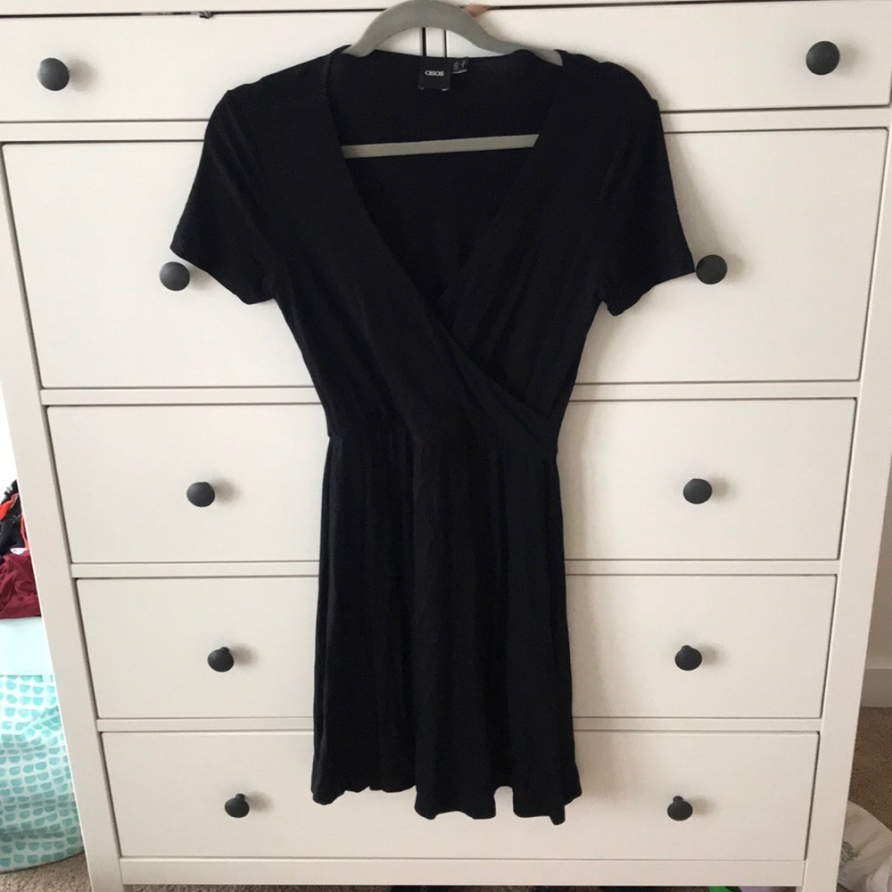 Asos black skater wrap dress